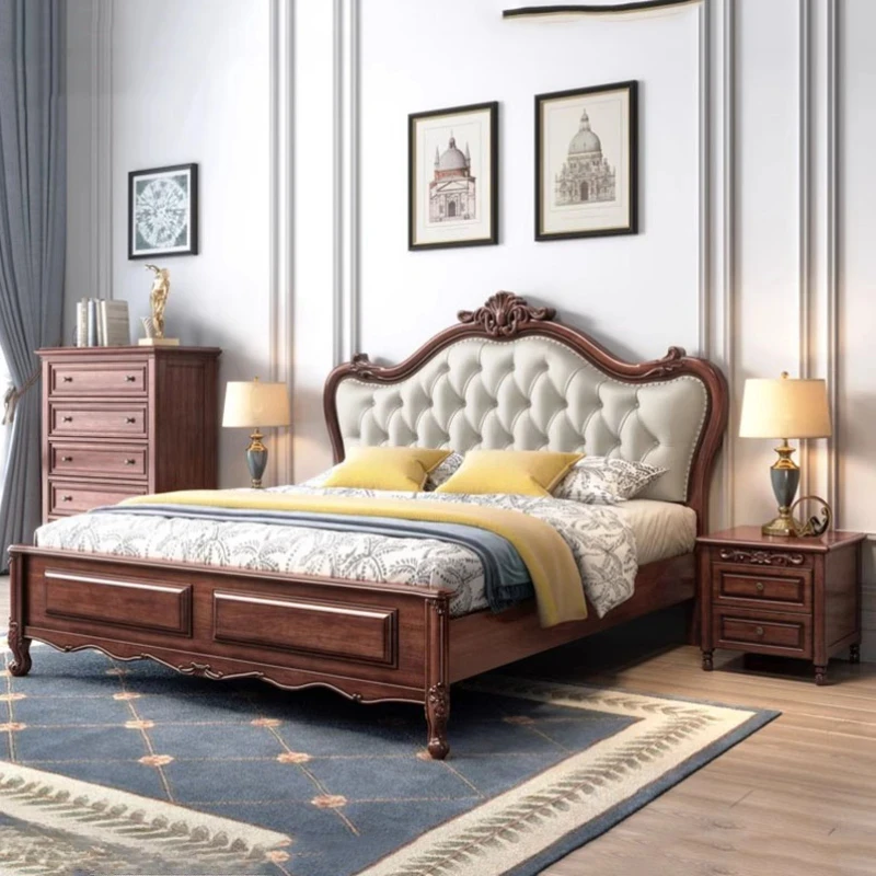 Скандинавская корейская двуспальная кровать современное изголовье из белого