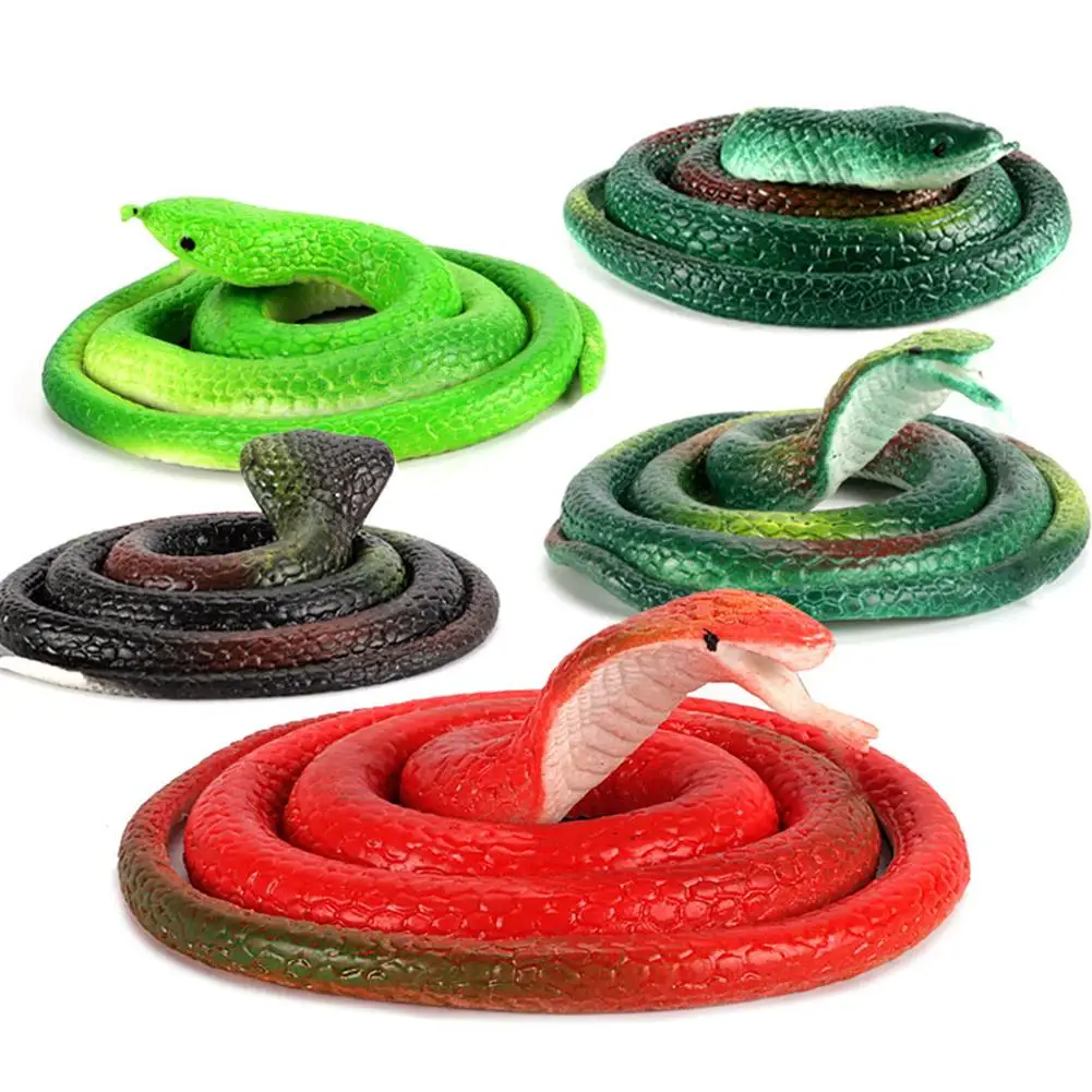 

1 Piece 75cm Simulation Rubber Snake Tricky Toy Rubber Round Head Snake Novelty Toy Prank Halloween (Random Color)