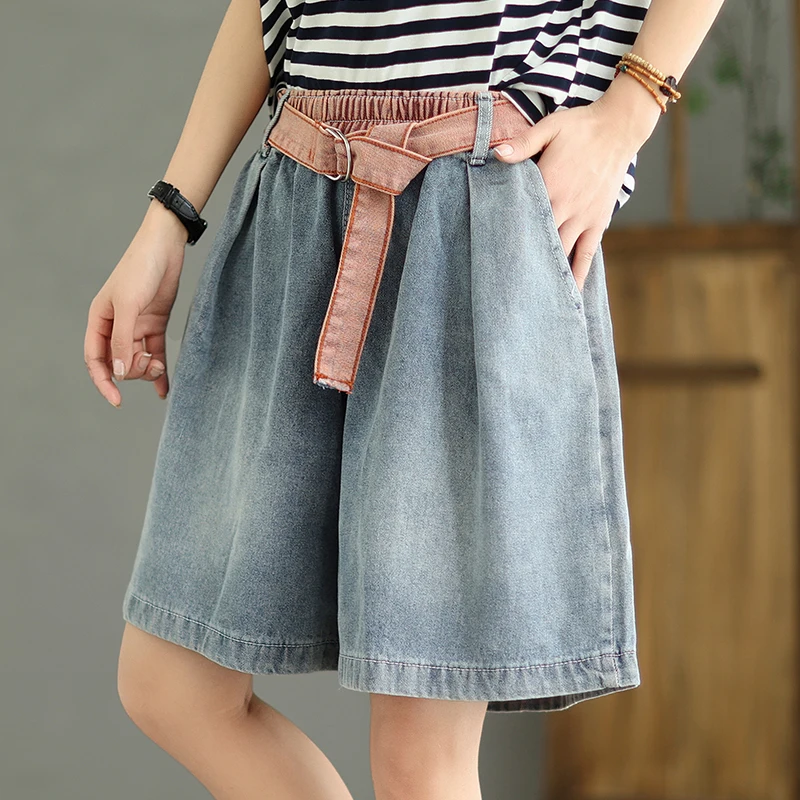 

Free Belt Y2K Jeans Plus Size Women Jeans Loosen Wide Leg Pants Summer New Shorts Women High Waist Jeans Pantalones Vaqueros