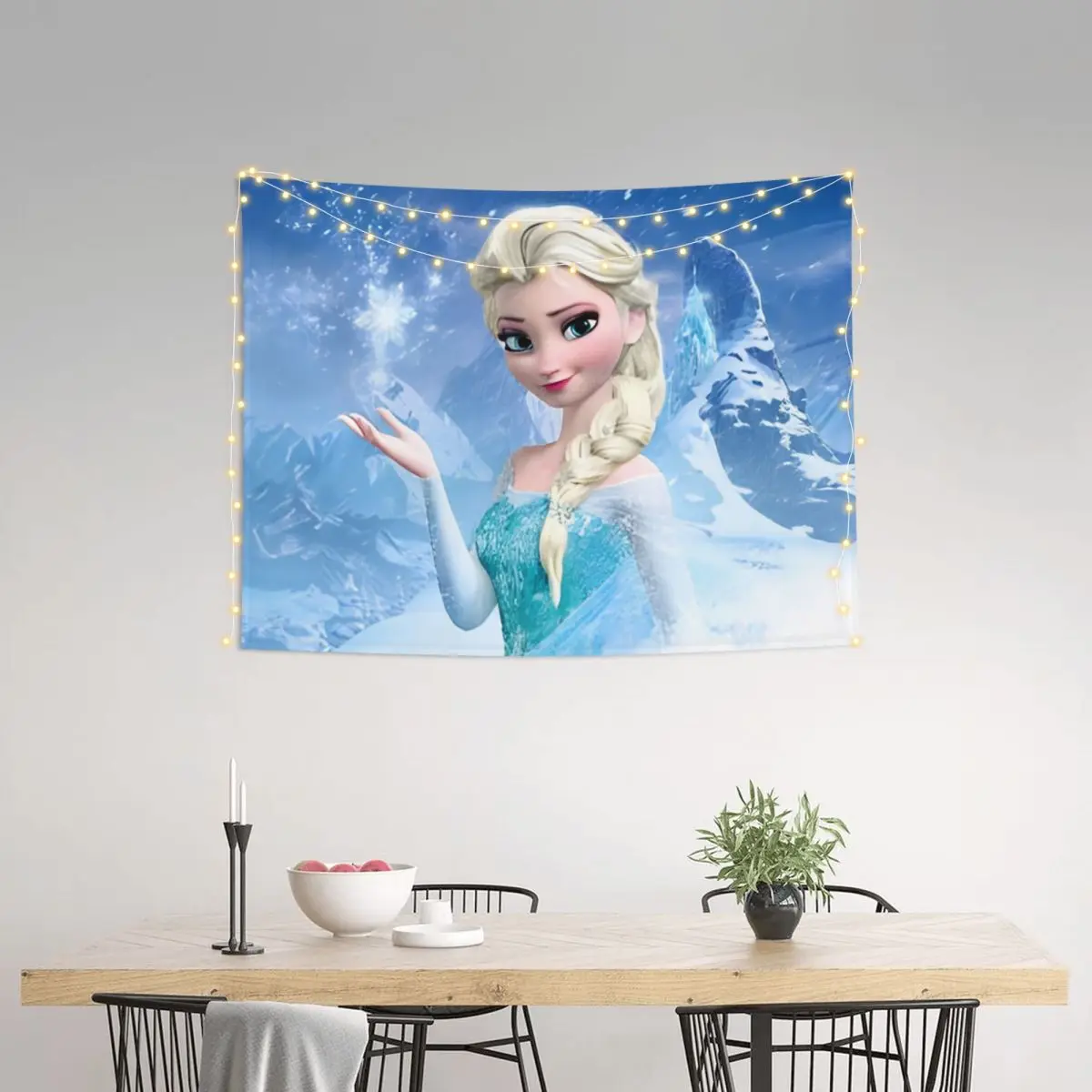 Гобелен Холодное сердце принцессы Эльзы в стиле хиппи полиэстер настенный