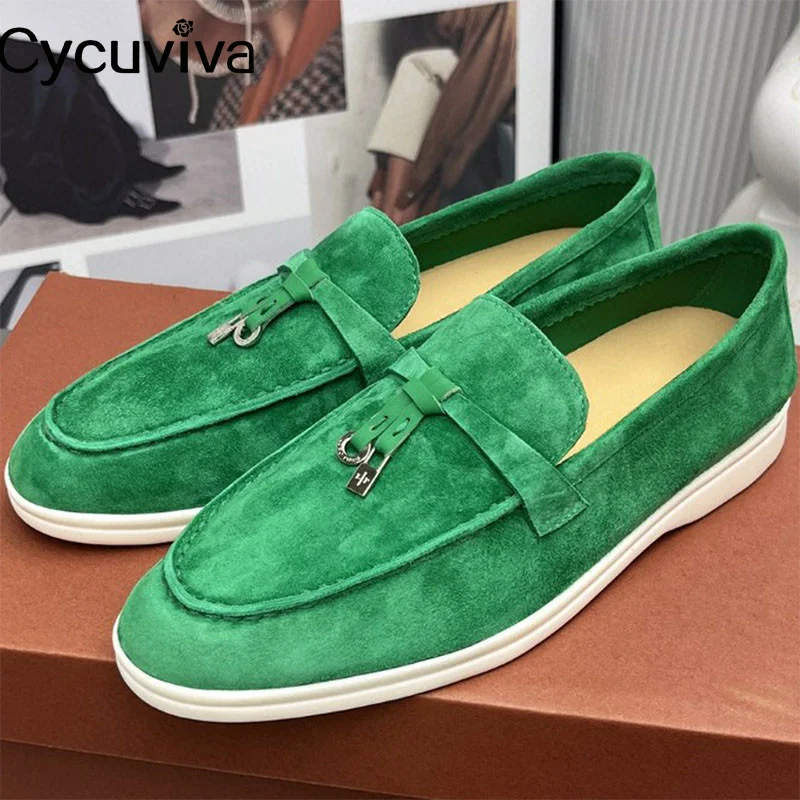 

Туфли женские классические на плоской подошве, замшевые лоферы, без застежки, кожаные декоративные мюли с бахромой, для прогулок, Повседневная летняя обувь