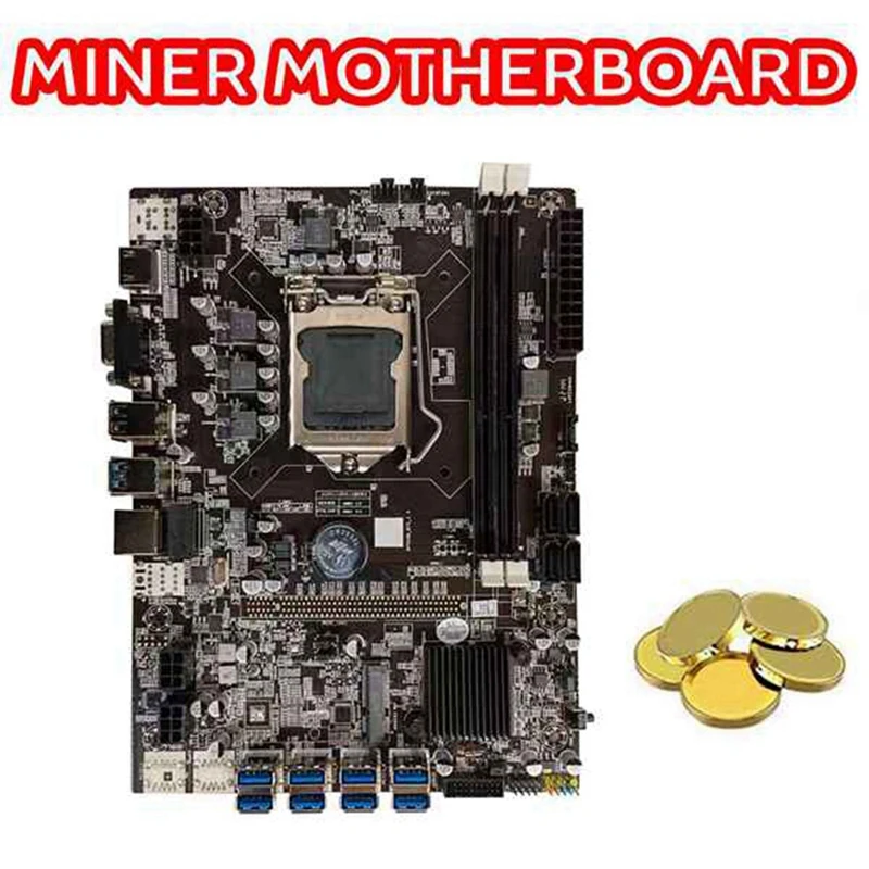 

B75 ETH Mining Motherboard+CPU+2X4G DDR3 1600Mhz RAM LGA1155 8XPCIE To USB Support DDR3 B75 USB BTC Miner Motherboard