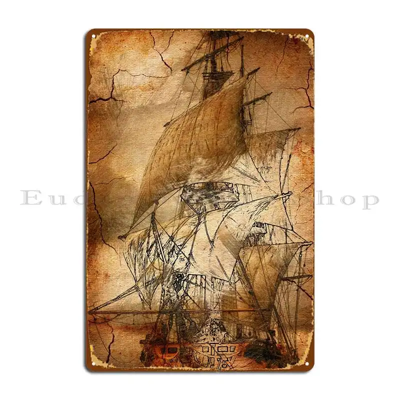 

Wind Sails Brig Metal Plaque Poster Club Bar Cinema Printing Wall Plaque Party Tin Sign Poster