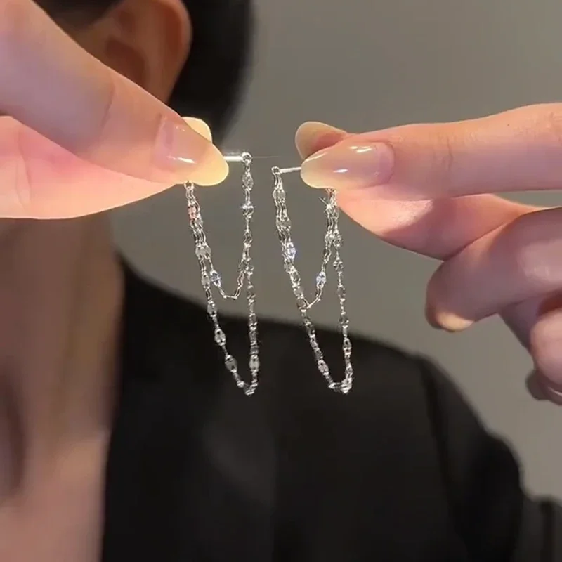 Длинные серьги-капли из стерлингового серебра 925 пробы с кисточками и