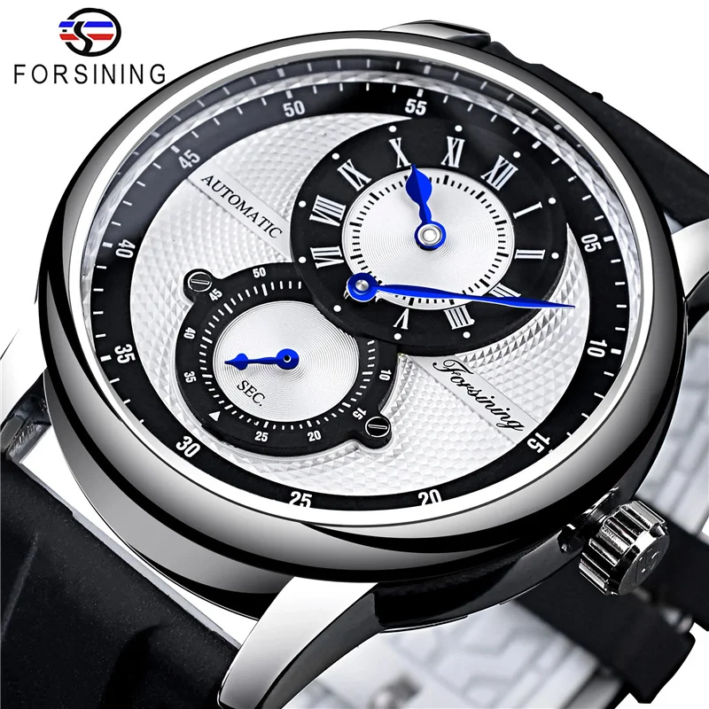 

FORSINING 366 Luxury Skeleton Automatic Mechanical Movement Watches For Men Silicone Strap 6 Colors Watch Clock Mechanism