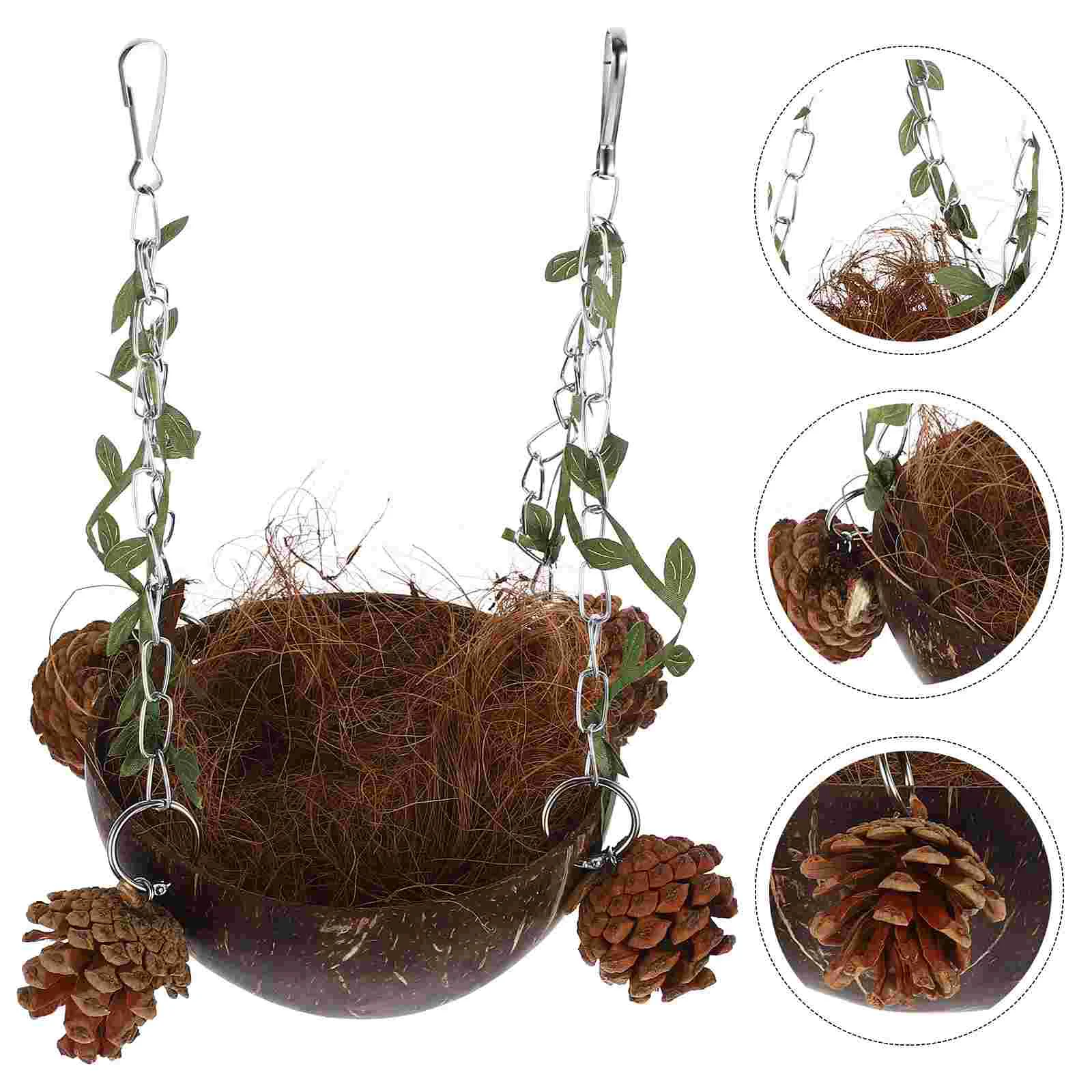 

Parrot Hanging Nest Bird Cage Hanging Bed Coconuts Shell Hammock Bird Cage Accessory