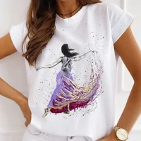 summer 2022 watercolor ballet dancer printed girl white t shirt kawaii gymnastics dance lover gift tee shirt femme custom tshirt