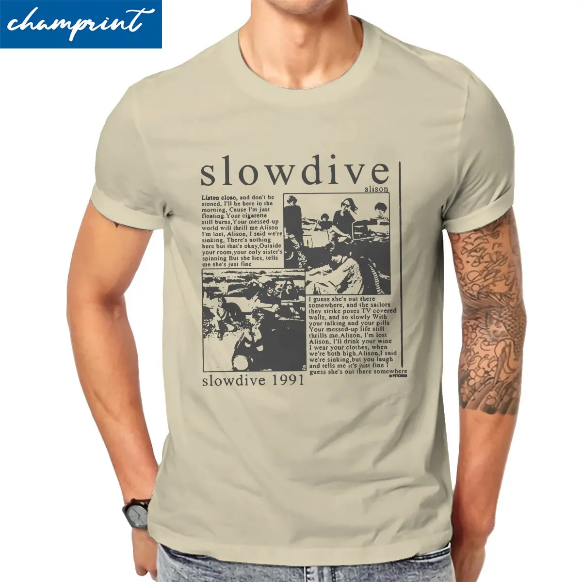 Men Slowdive Alison 1991 Vintage T Shirts Tour 90s Classic 100% Cotton Tops Short Sleeve Round Collar Tees New Arrival T-Shirts