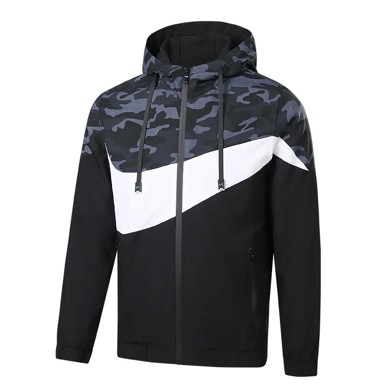 

Camouflage Patchwork Jackets Mens Spring Autumn Hooded Running Jackets Coats Casual Streetwear Outdoor IКNIKEС Outerwear Male