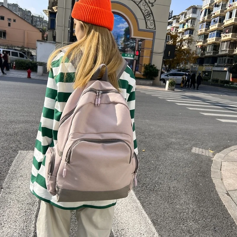 

Рюкзак в стиле Харадзюку для мужчин и женщин, простой городской ранец в стиле ins контрастных цветов, подходит для девочек, подарок на день ро...