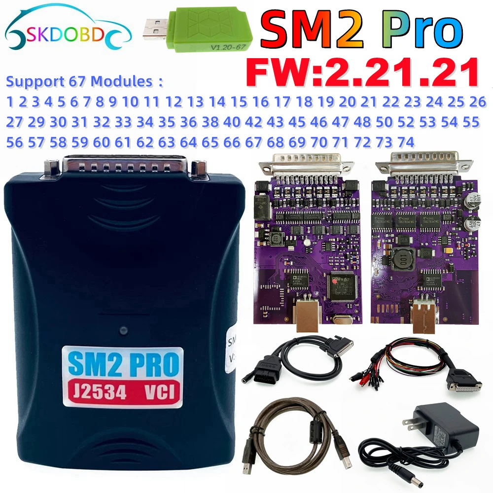 

For Car Engineers SM2 Pro J2534 VCI ECU Programmer Data Read&Write TOOl Scanmatik 2 Pro PCMtuner 67 in 1 OBD PCM FALSH 69 IN 1