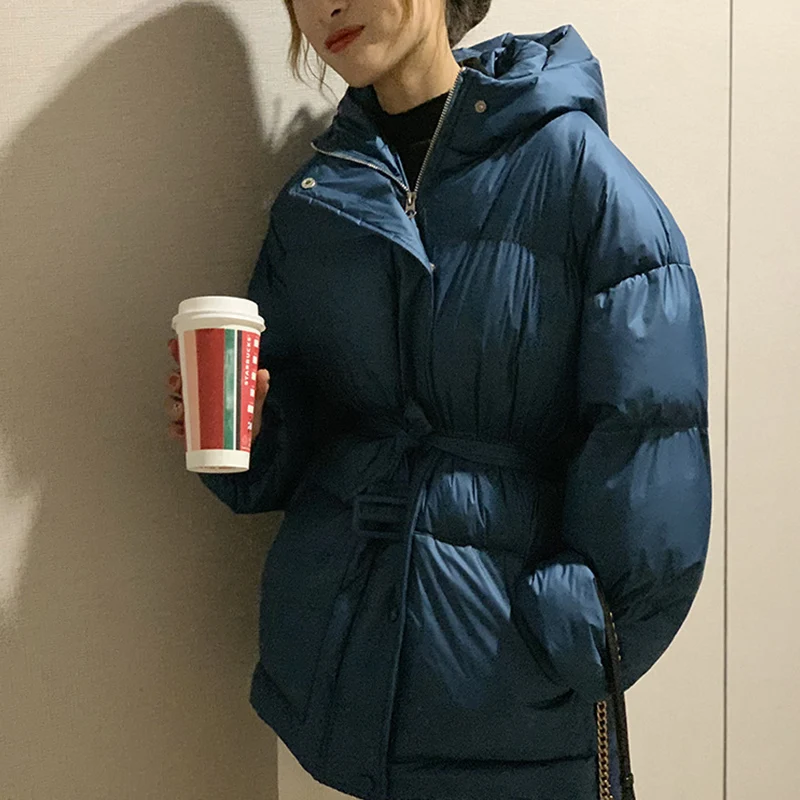 Winter Jacket Coat Women 2022 Casual Blue Korean Style Polyester Padded Puffer Jacket Parkas Hooded Warm Ropa Mujer Invierno