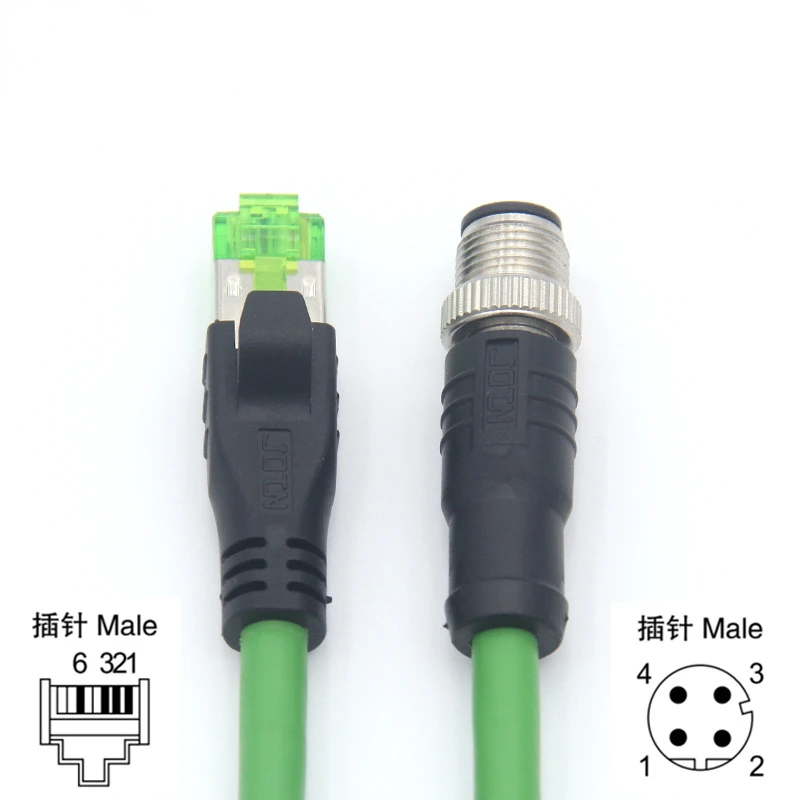 

PROFINET bus M12 to RJ45 D code 4-core Ethernet switch transmission signal connector