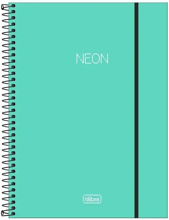 

【Neon Turquesa Caderno Universitário de Capa Plástica 10x1 - 160 Folhas】 notebooks com frete grátis