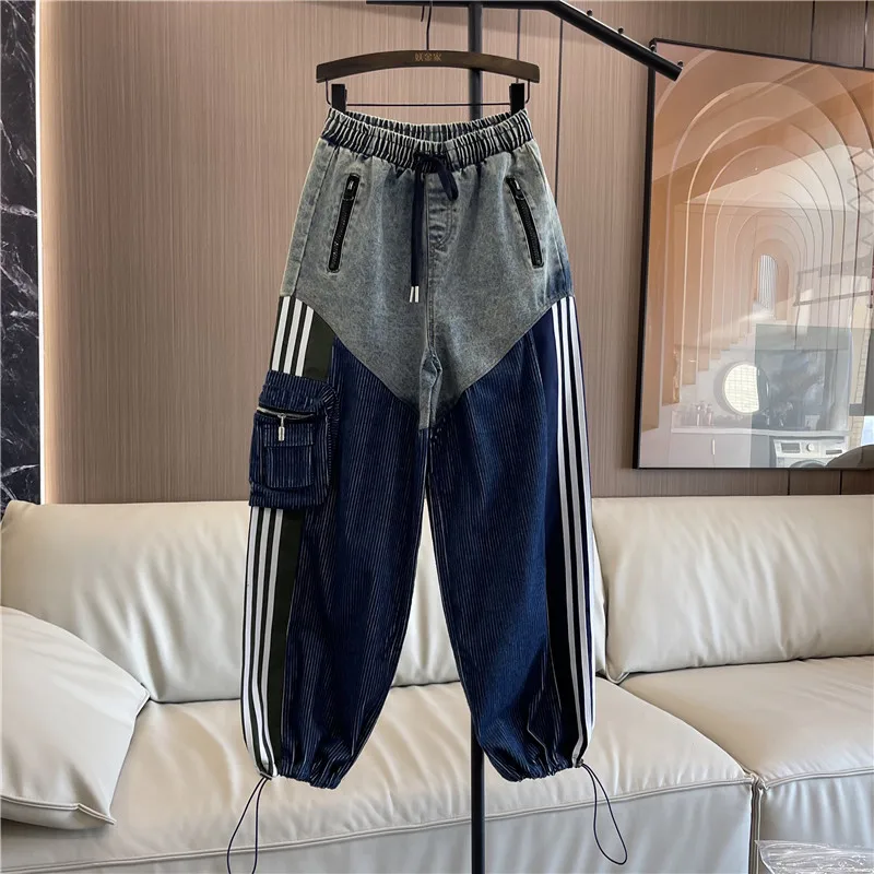 Утолщенные персонализированные джинсы с прямыми карманами для женщин свободная