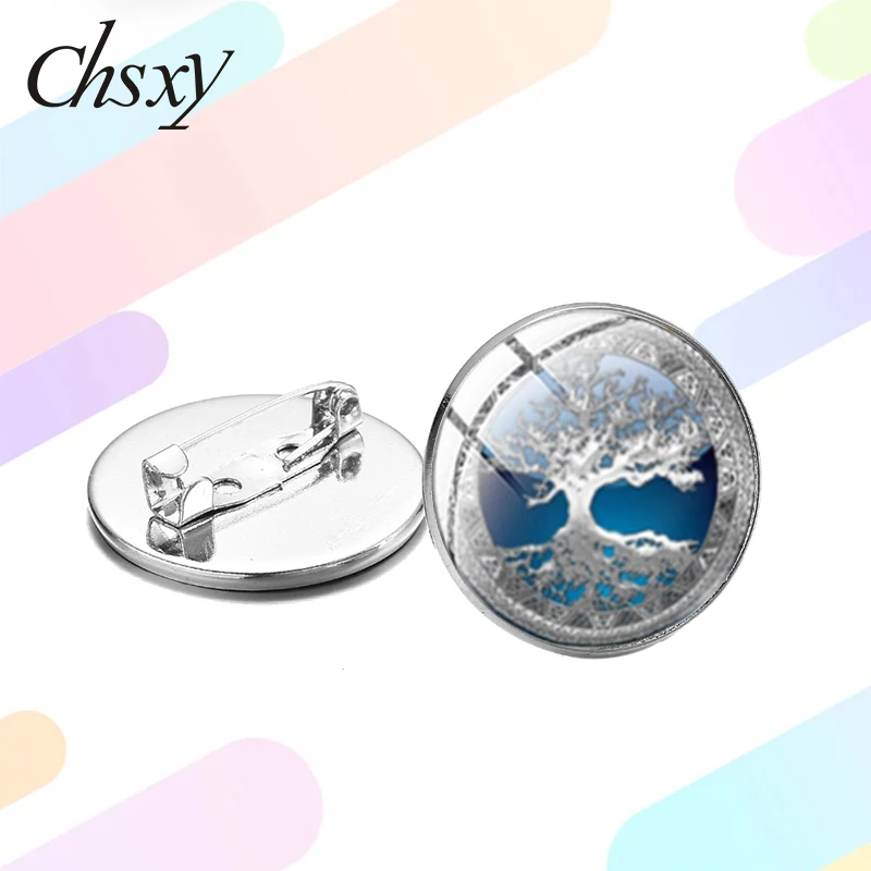 

Tree of Life Brooch Retro Life Tree Art Pattern Glass Cabochon Amulet Lapel Pins Badges Gift Decorative Jewelry Accessories New