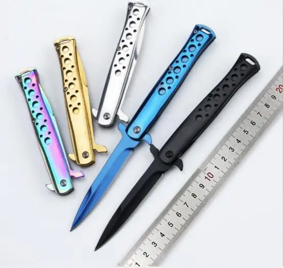 

New Hunting knife Folding blade knife High Hardness Blade Camping Knife Outdoor Stainless Steel Handle Knives With Nylon Sleeve