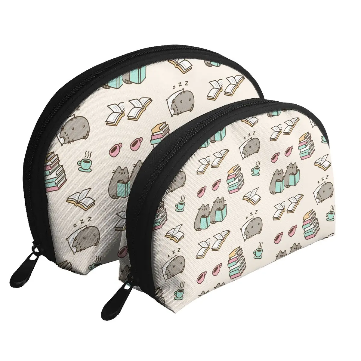 

2 Pcs Shell Cosmetic Bag Outdoor travel Cosmetic Bag Women Toiletries Female Storage Pusheen Sleep Read Make up bag