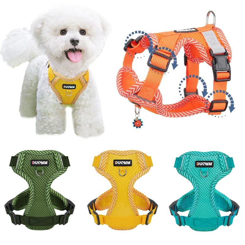 

Summer Pet Harness Vest for Small Medium Dogs Reflective Puppy Dog Harnesses and Leash Set Maltese Pomerian mascotas Accessories