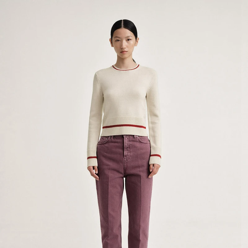 

2023 Spring Nordic Style Women's Commuting Casual Slim-fit Round Neck Long-sleeved Wool Sweater
