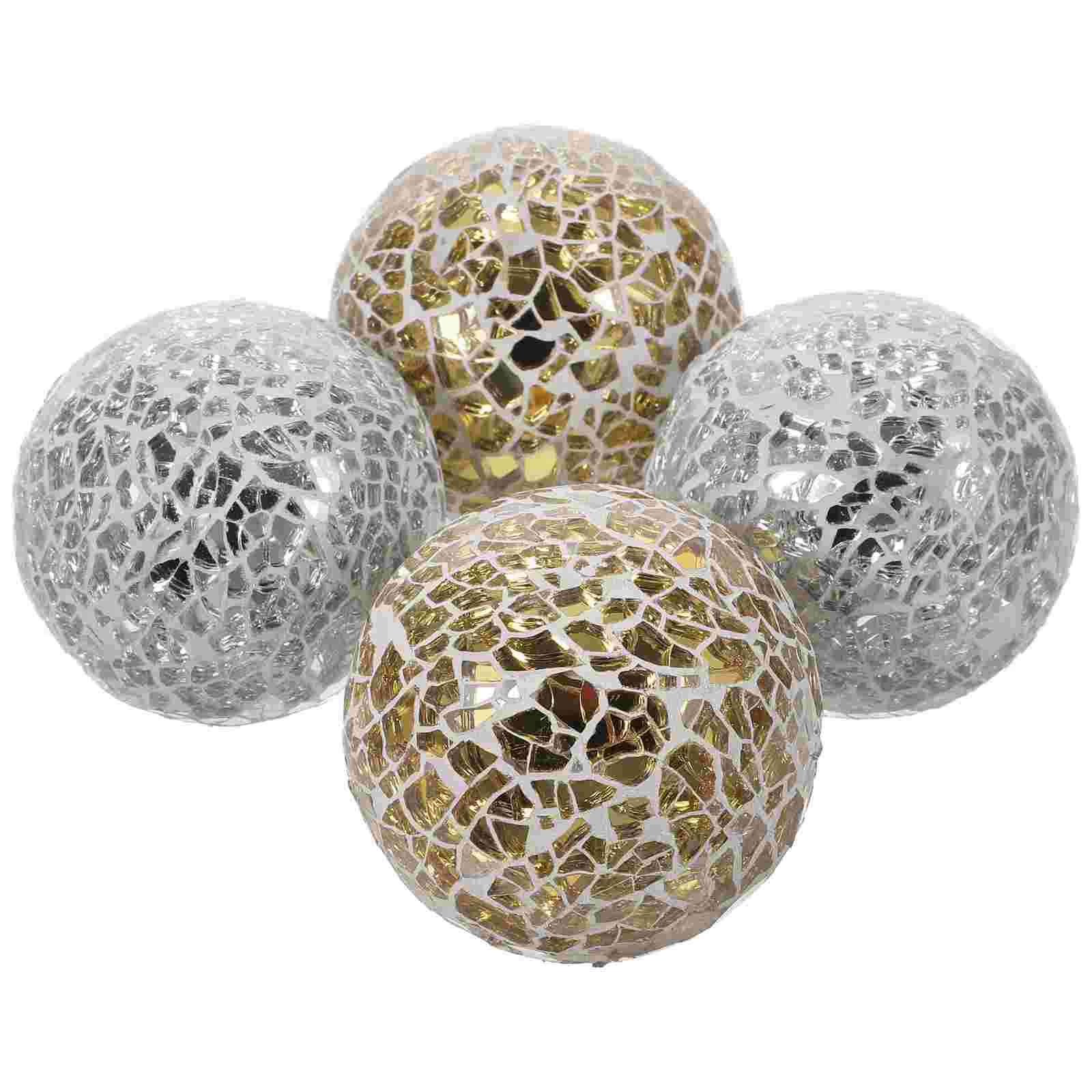 

4 Pcs Mosaic Ball Decor Home Sphere Glass Decoration Desktop Tabletop Ornament The Office