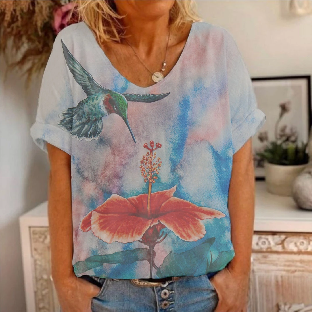 

New women's summer oversized T-shirt Graphic Floral Print Streetwear Casual Short Sleeve Kawaii Harajuku Tees T-shirt