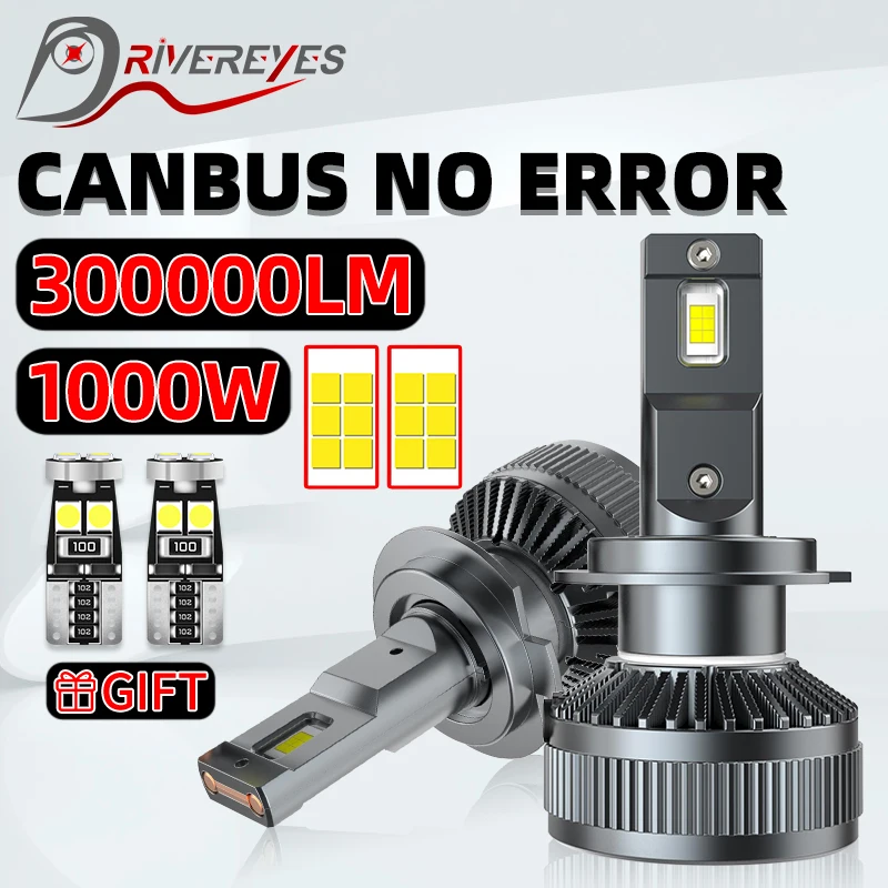 

1000W LED H4 K5C 300000LM Canbus Led H7 4300K 6500K H11 H8 H1 9005 9006 HB3 HB4 9012 HIR2 H16 H9 Car Lights Fog Lamps 5570 CSP