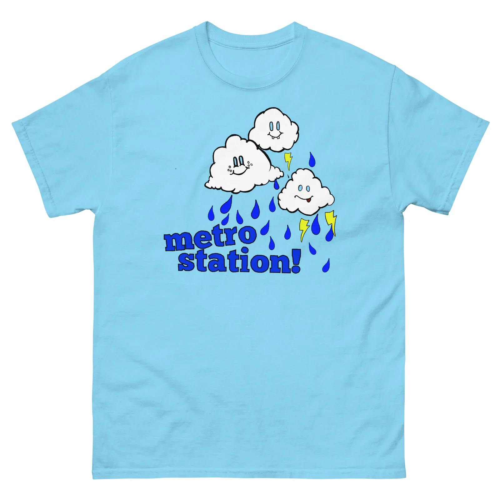METRO STATION Дождевые облака Лицы Сцена Эмо Неоновая футболка в стиле поп-панк-группы