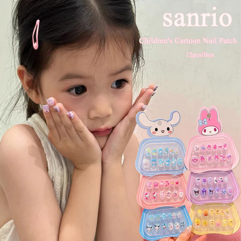12 шт./кор. милые детские насадки для ногтей мультяшная наклейка Sanrio накладные