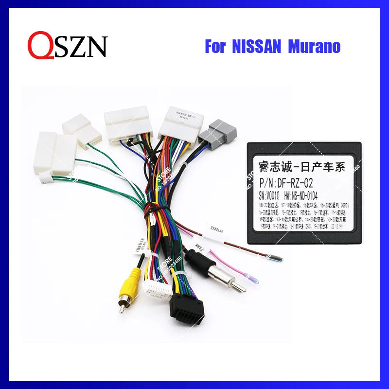 QSZN Car Radio Adaptor Connector Wire Cable Canbus Box DF-RZ-02 For Nissan Murano Wiring Harness Power cables