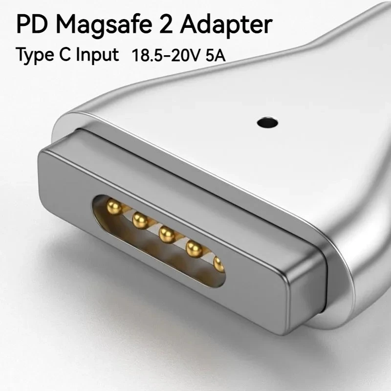 

100W Aluminum USB Type C Magnetic PD Adapter for Magsafe 1 2 MacBook Air Pro Led Indicator Fast Charging Magnet Plug Converter