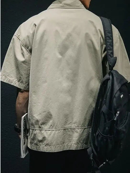 Футболка мужская свободного покроя с двумя карманами Повседневная рубашка из