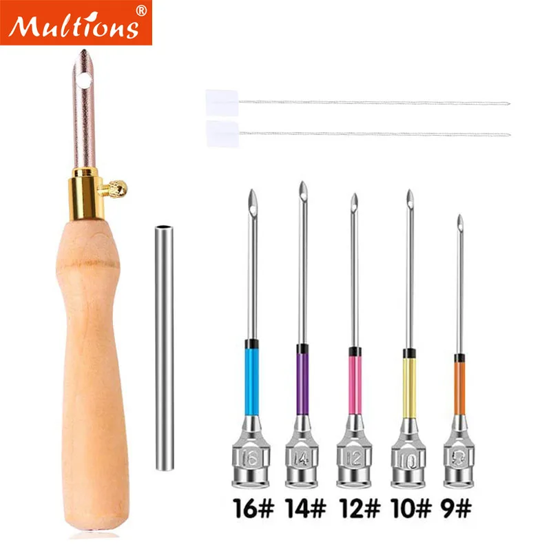 Купи 9/10Pcs Wooden Handle Embroidery Pens Punch Needle Set Weaving Tools and Threader Felting Threader Needles Craft Tools DIY за 275 рублей в магазине AliExpress