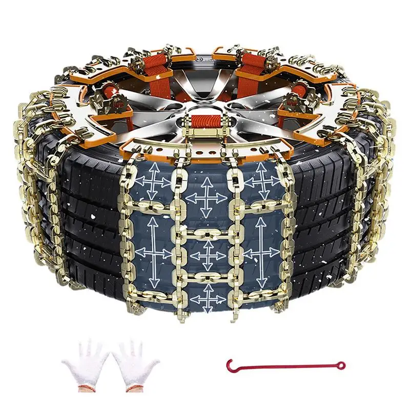 Snow Chains For Tires Set Of 6 Powerful Tire Traction Chains