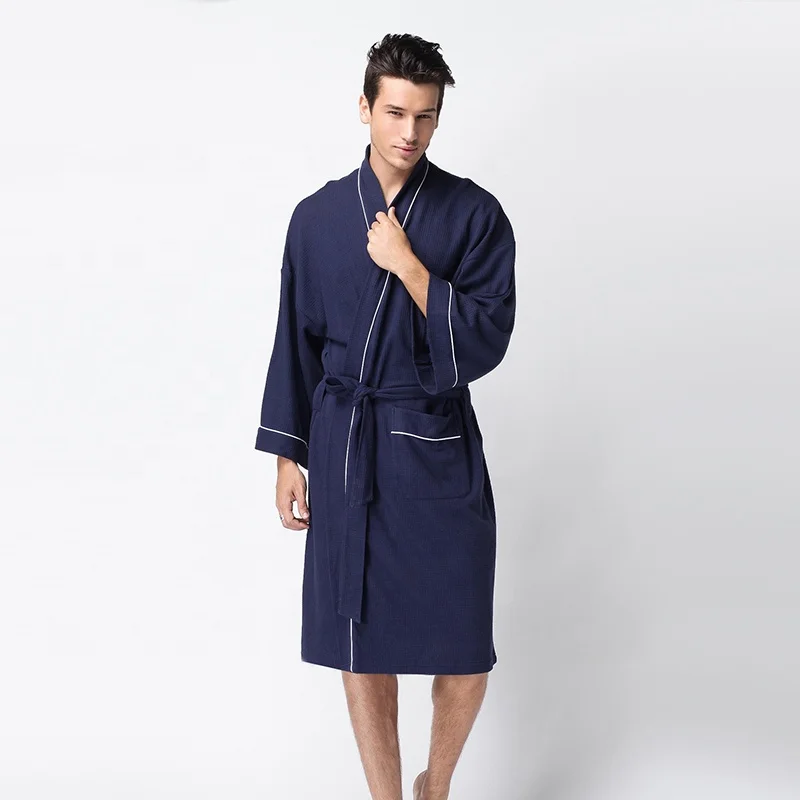 Men Waffle Bathrobe Couple Kimono Robes Wedding Honeymoon Gift Anniversary Gift Spa Cotton Sleepwear
