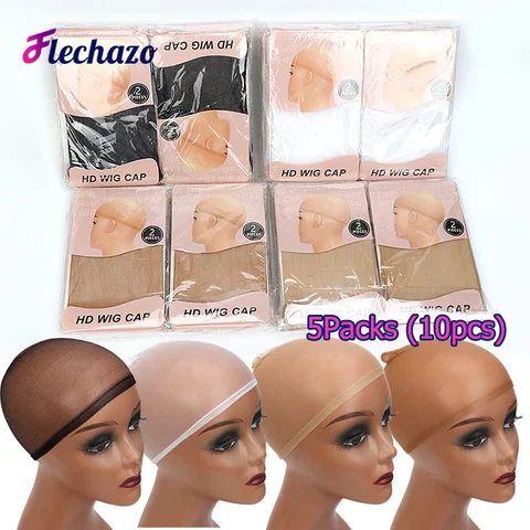 10-шт шапочки для парика для женщин HD шапочка для парика для кружевного переднего парика лысая шапочка для париков черный коричневый невидимый HD чулок шапочки для париков