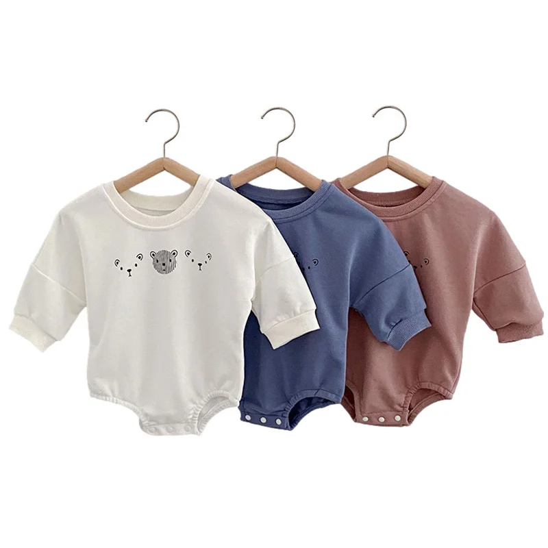 

New Autumn Romper for Baby Boys Cartoon Bear Jumpsuit Cotton New Born Girls Clothes Fashion Printed Long Sleeve Infant Rompers