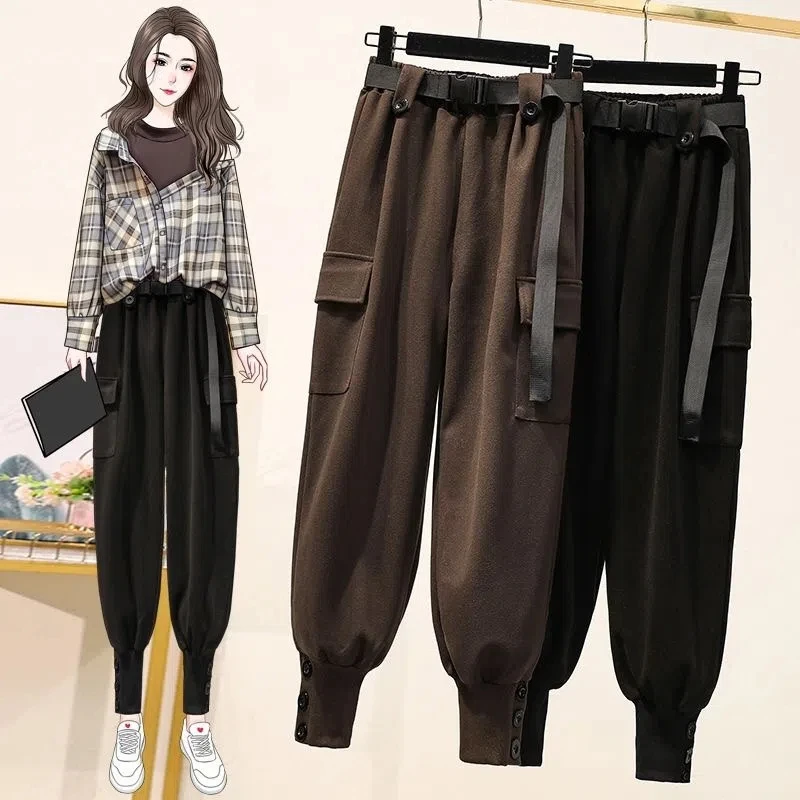 

Брюки-карго женские свободные, спортивные штаны, шаровары в стиле Харадзюку, модные мешковатые брюки с завышенной талией в Корейском стиле, весна-осень