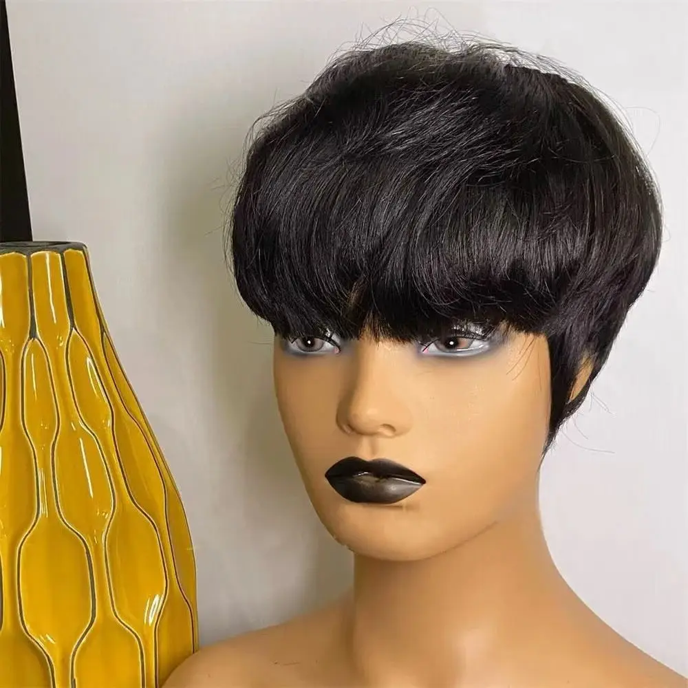 Парик с вырезами фея прямые человеческие волосы короткий парик Короткие