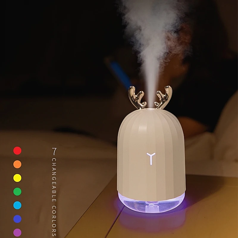 

Cute Deer 220ML Ultrasonic Air Humidifier Aroma Essential Oil Diffuser for Home Car USB Fogger Mist Maker with LED Night Lamp