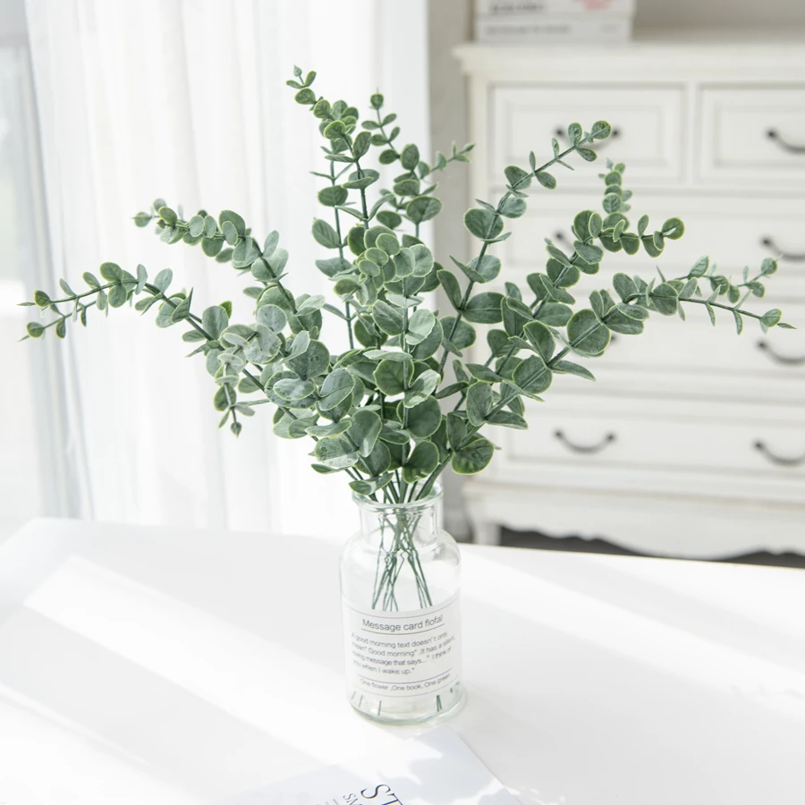 

10Pcs Artificial Plants Plastic Eucalyptus Leaves Wedding Bouquet Home Garden Flowers Wall Diy Room Christmas Autumn Decorations