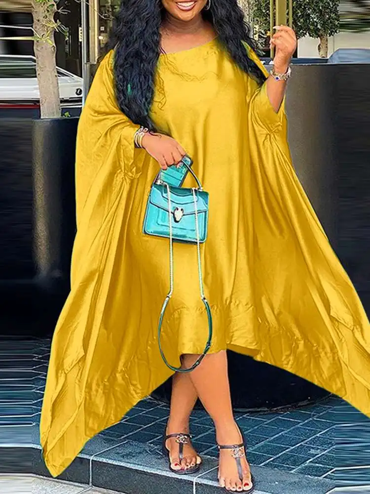 

Summer Sundress 2022 Women's Sexy Long Sleeve Irregular Hem Evening Party Maxi Dress Holiday Sundress Loose Vestidos Feminina 4#