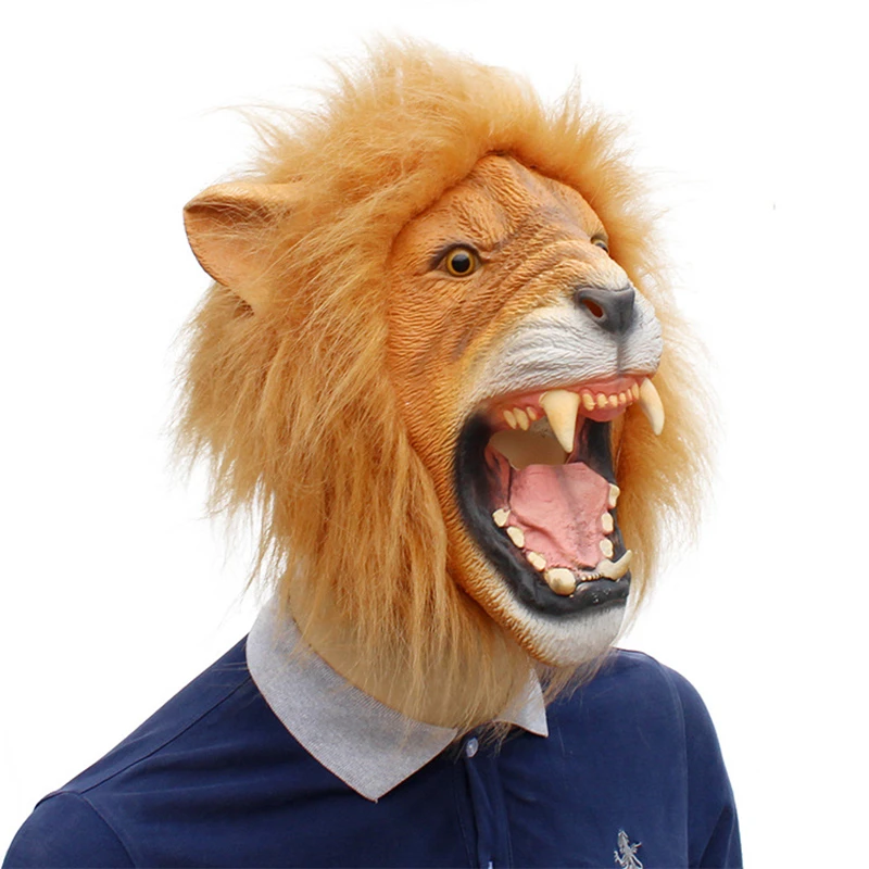 

Halloween Costume Party Lion Animal Head Latex Mask Cosplay