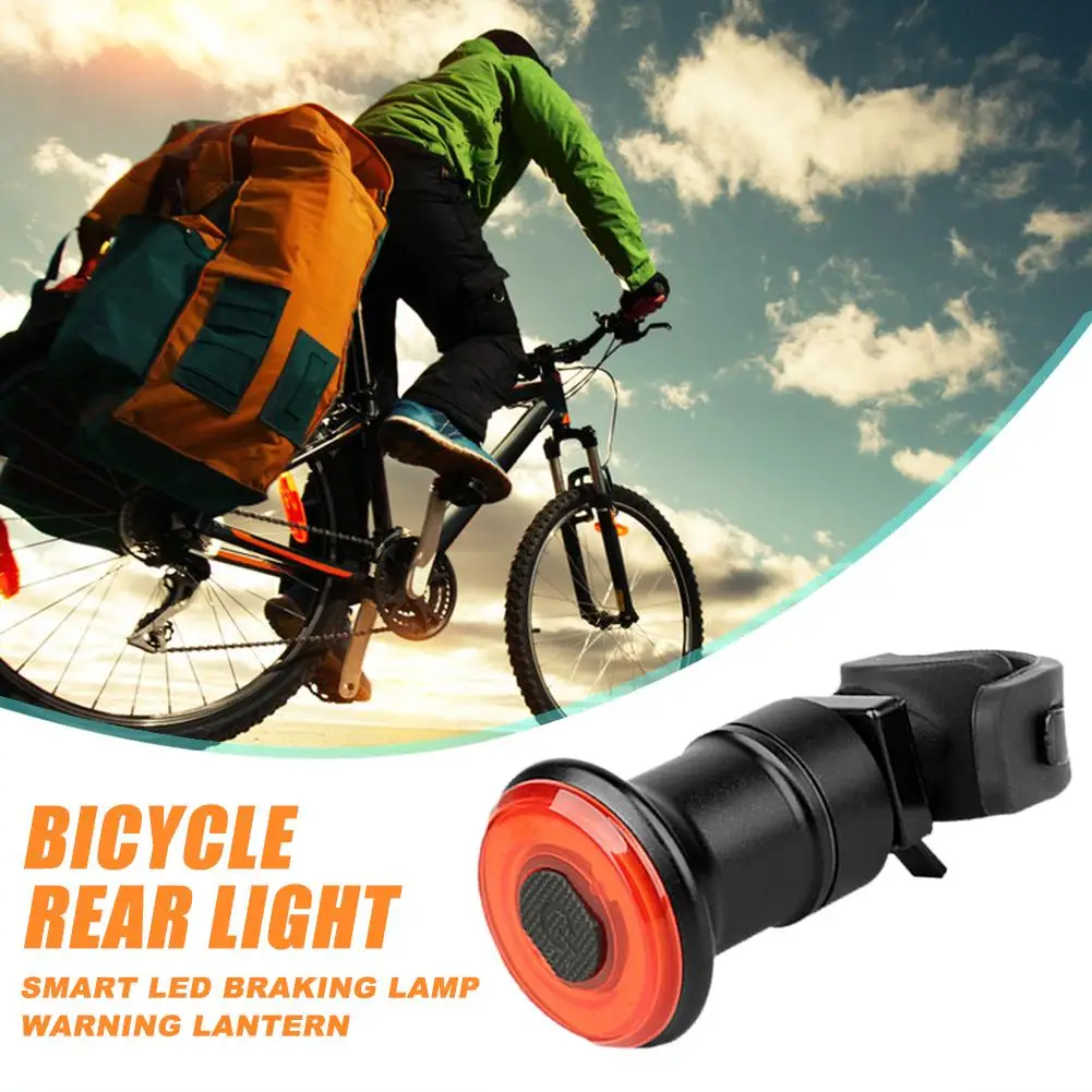 

1pc LED Bicycle Rear Tail Light USB Rechargeable Vibration Induction Strong Inner Core IPx6 Outdoor Riding Induction Lamp