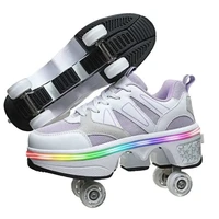 kids deformation roller skates 4 wheels casual parkour sports shoes for children girls boys roller skates unisex sneakers