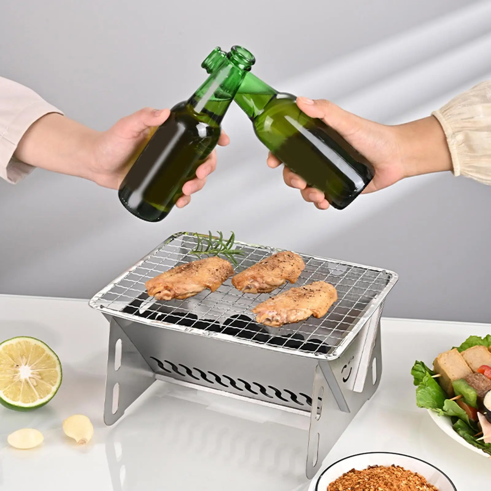 Гриль для барбекю на древесном угле удобный мини-гриль путешествий из