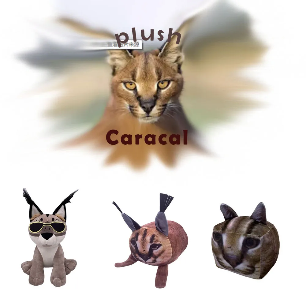 

Kawaii Simulation New Dolls Big Floppa Plush Cat Toy Caracal Plushie Throw Pillow Square Cats Stuffed Animals Doll Kids Gift