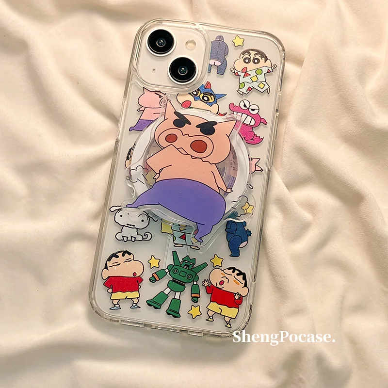 Crayon Shin-Chan Iphone 15 Pro max 12 13 14 милый чехол для мобильного телефона с магнитным