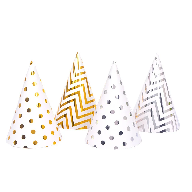

Party hat gold and silver wave polka dot party hat birthday wedding celebration party decoration children adult party hat