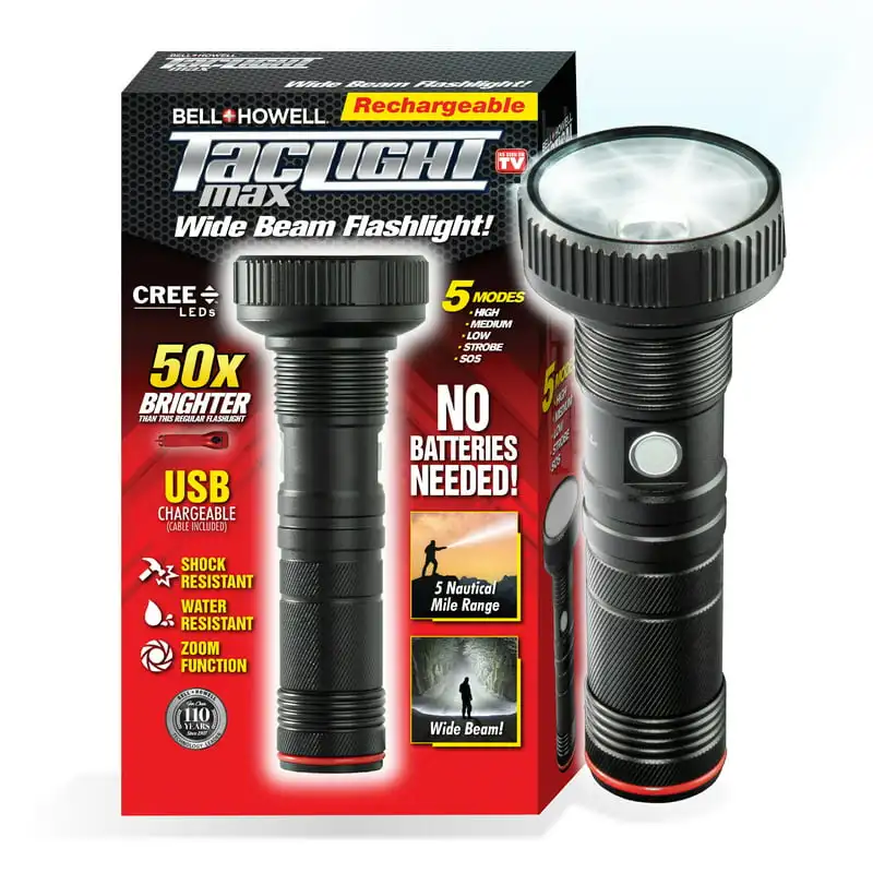 

Max Tac Flashlight 5 Modes Tactical Rechargeable Flashlight
